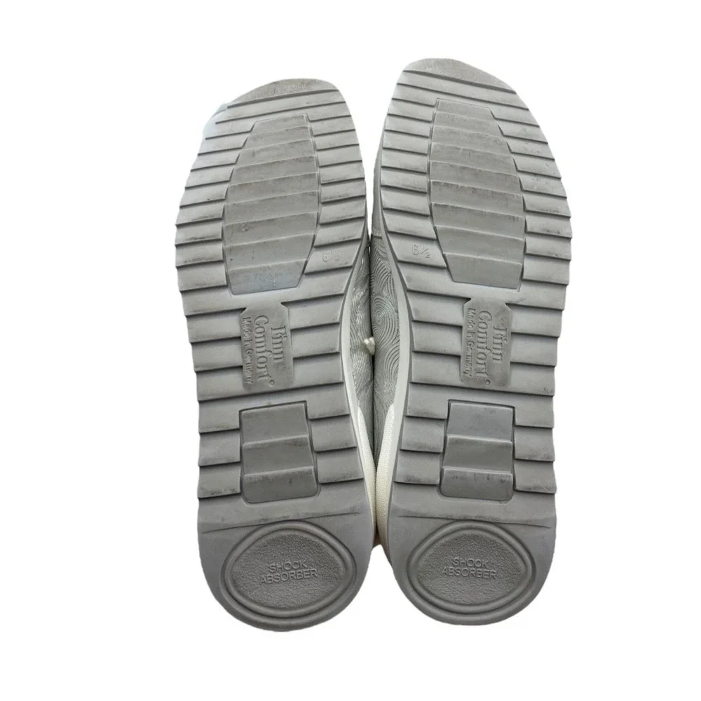 Finn Comfort Womens 6.5 Silver Swirl Leather Lace Up Walking Sneakers Germany